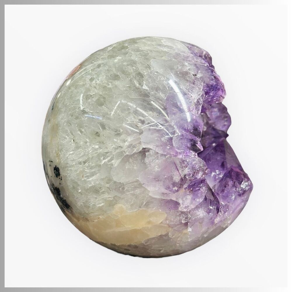 Huge Amethyst Sphere XL Crystal Geode Cavity 5.75" Polished, 9 lbs 15 oz - Picture 4 of 8